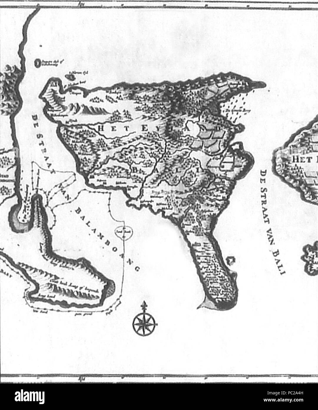 392 Map of Bali 17th century Stock Photo