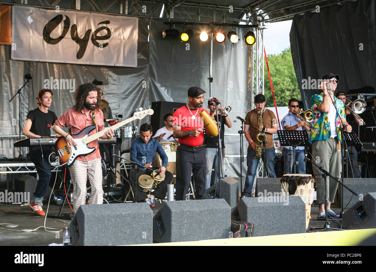 At, Africa Oye,annual,music,reggae,event held in June,Sefton Park, Liverpool.Africa Oye, advertises itself as the biggest live free African music fest Stock Photo