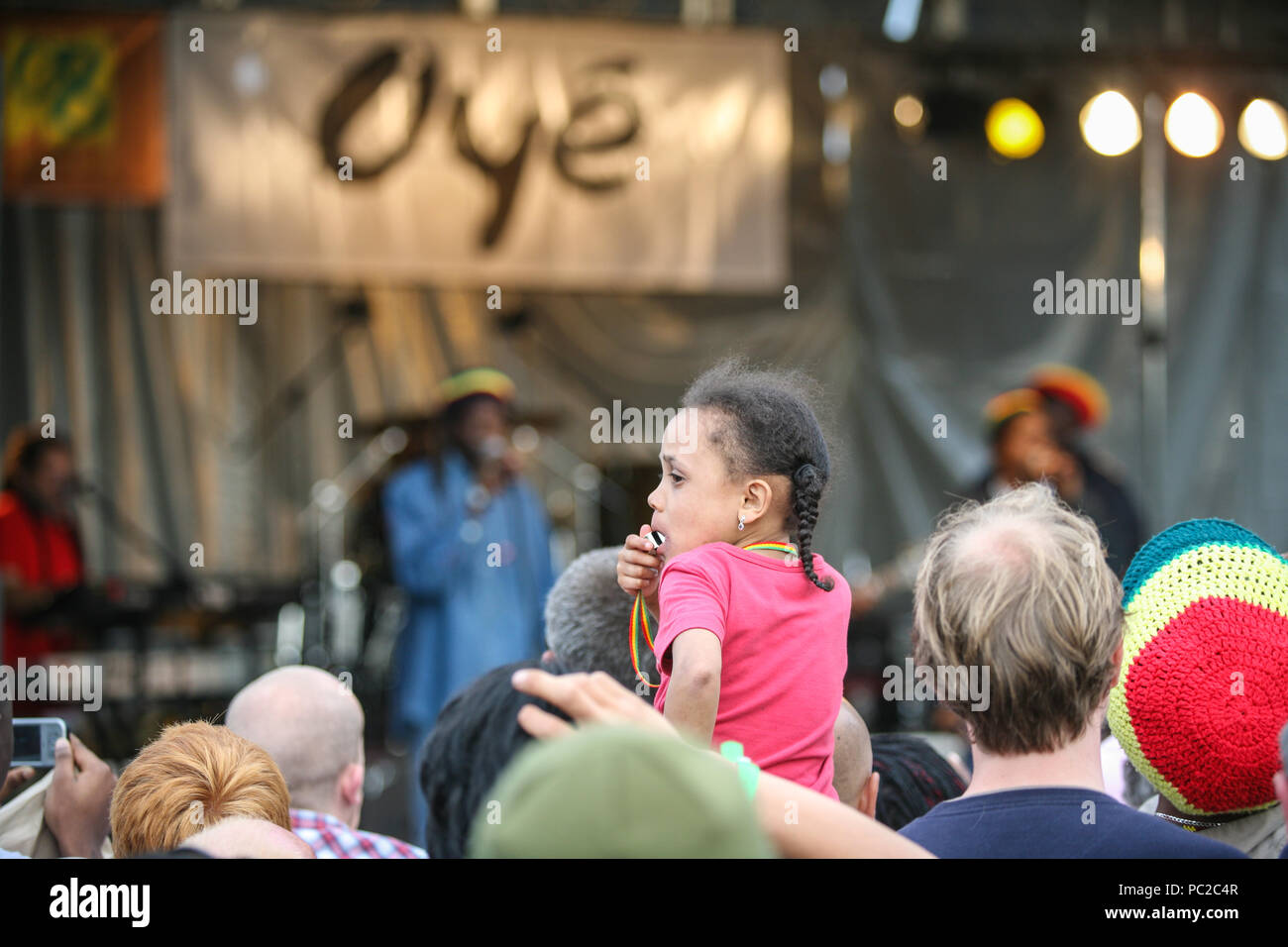 At, Africa Oye,annual,music,reggae,event held in June,Sefton Park, Liverpool.Africa Oye, advertises itself as the biggest live free African music fest Stock Photo