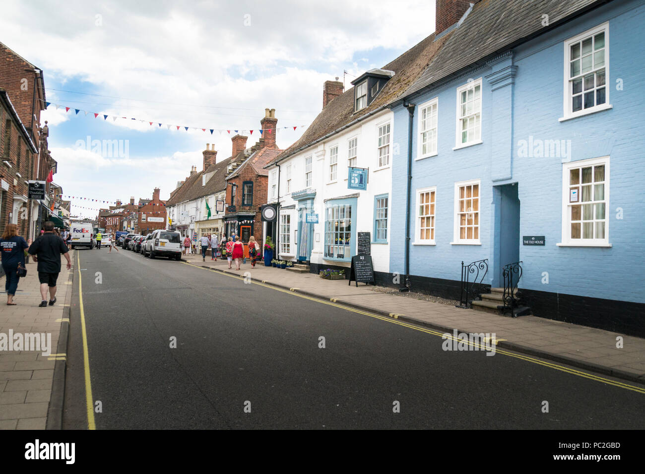 Shops and old buildings in the High Street of the historic seaside town