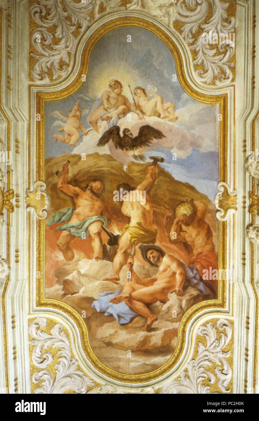 464 Palazzo ginori, affreschi di alessandro gherardini, La fucina di Vulcano, 1698 Stock Photo