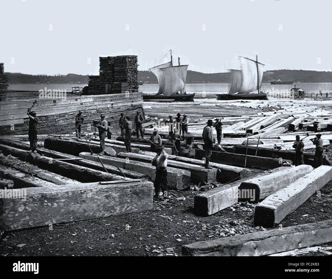 Equarri Aboutement de bois equarri Quebec 1872 Stock Photo - Alamy