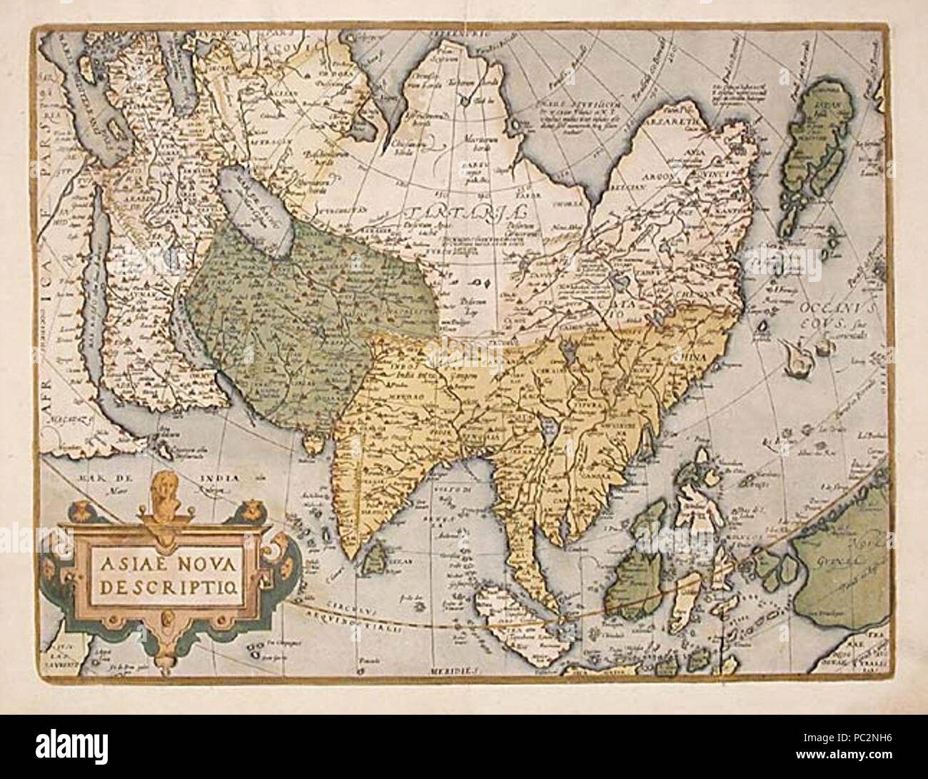 Abraham Ortelius Map of Asia 1595. Stock Photo