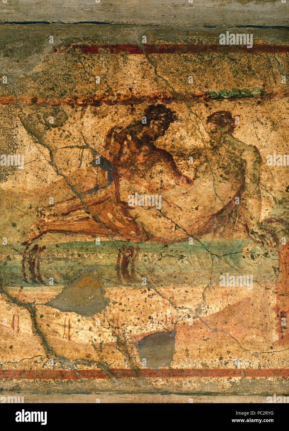492 Pompeii - Lupanar - Couple3 - Detail Stock Photo
