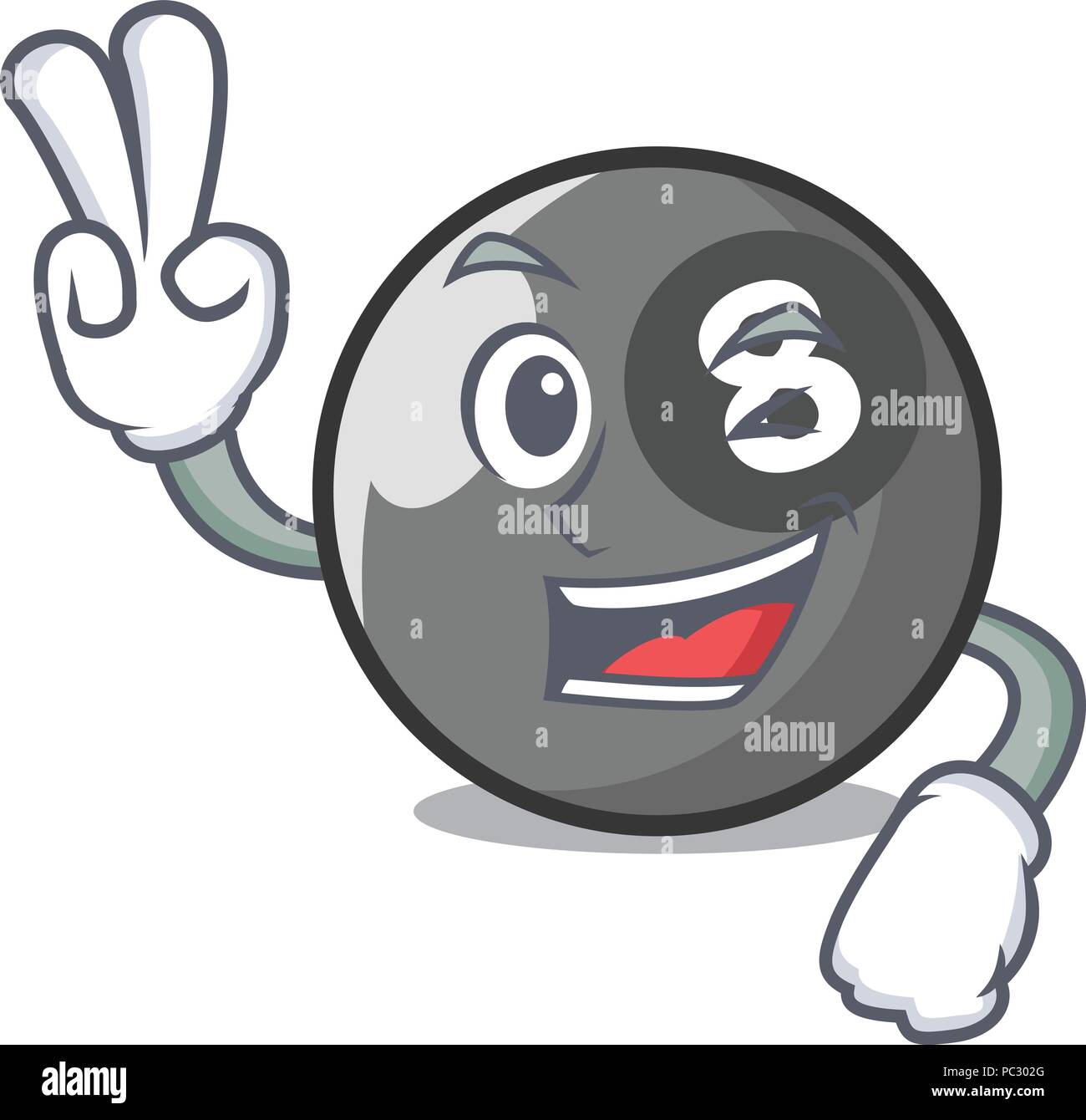Two finger billiard ball character cartoon Stock Vector