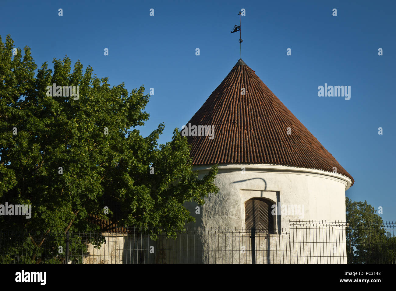 Medieval castle in Narva, Estonian border with Russia Stock Photo