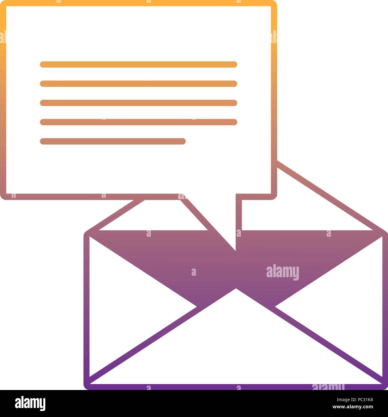 envelope and speech bubble over white background, vector illustration ...