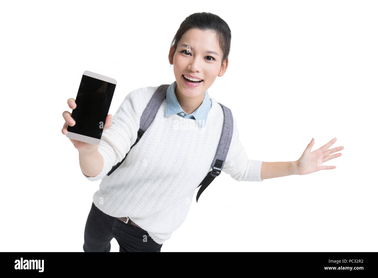 Female student looking at screen Cut Out Stock Images & Pictures - Alamy