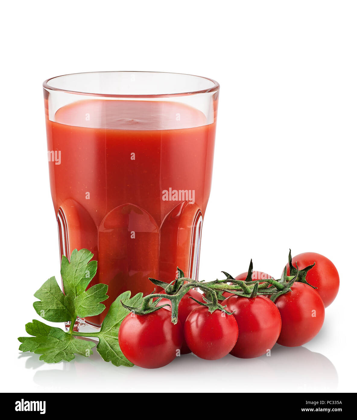 Cherry tomatoes with tomato juice Stock Photo