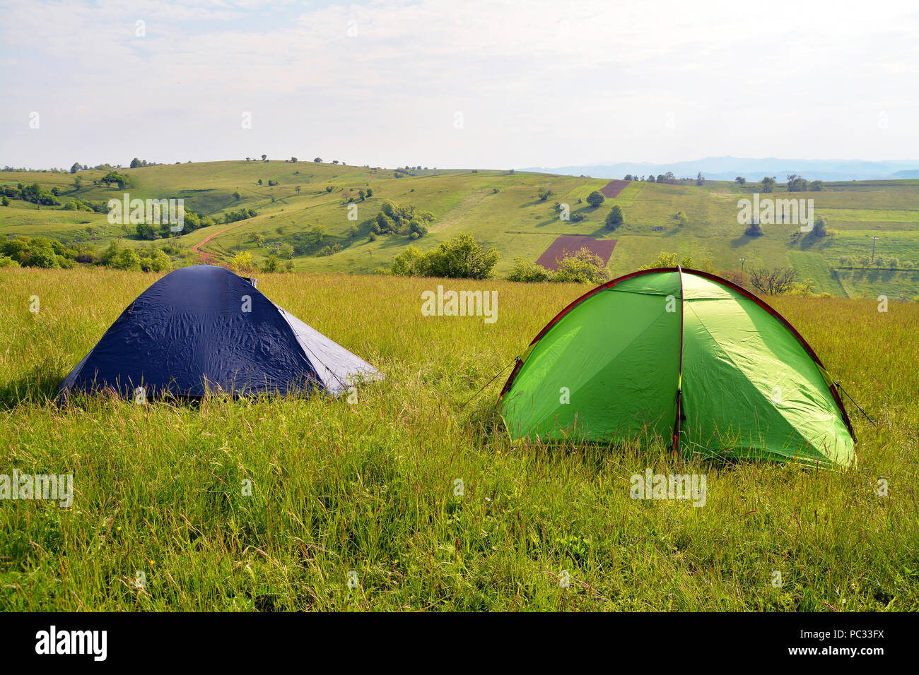camping tents in the middle of nature Stock Photo - Alamy