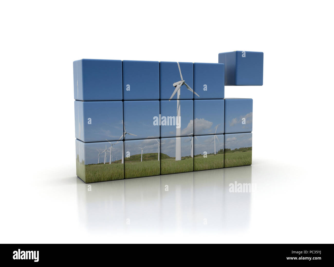 Building blocks for a better future - wind energy Stock Photo