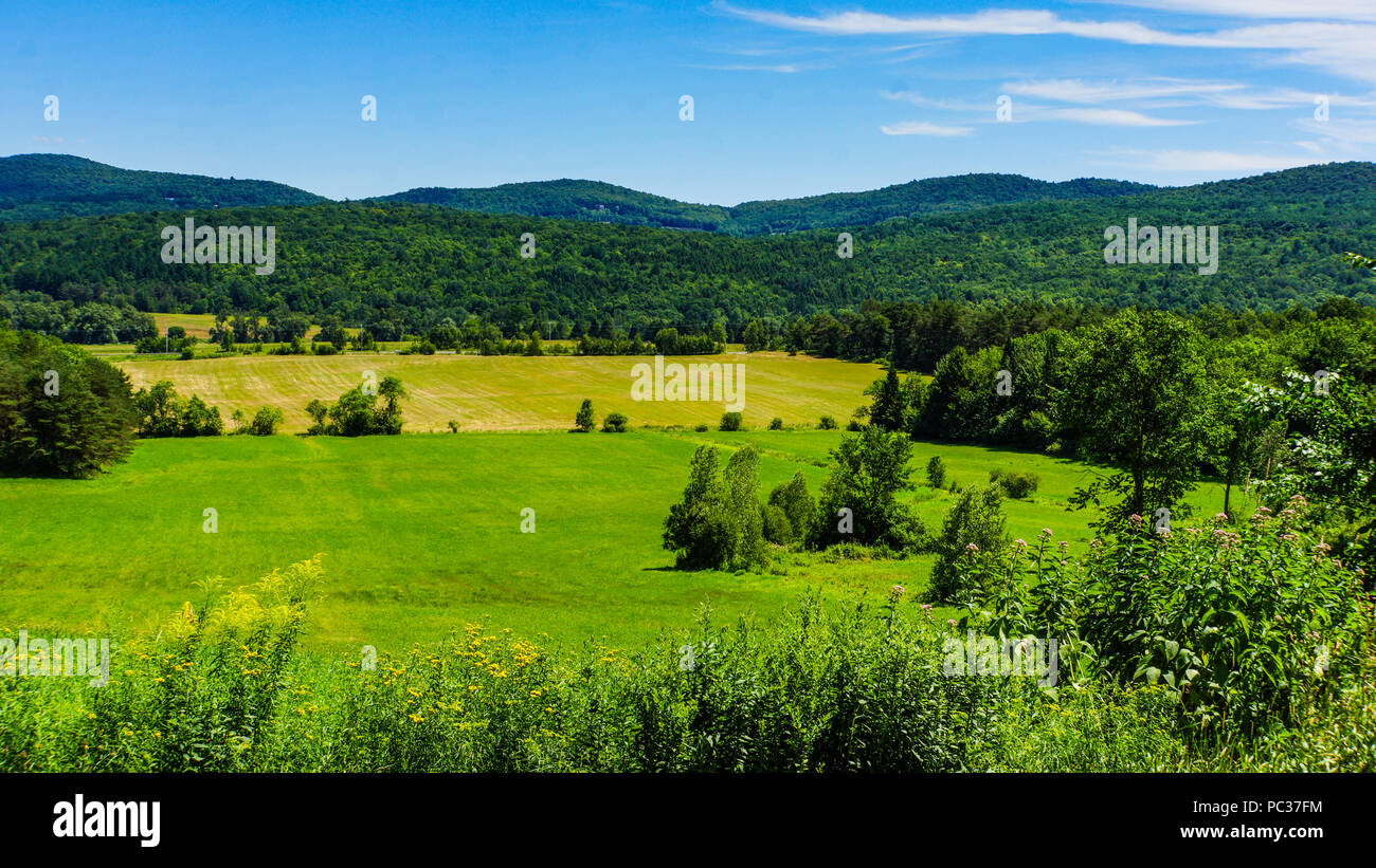 rural landscape of the countryside in the Eastern Townships of Quebec, Canada Stock Photo