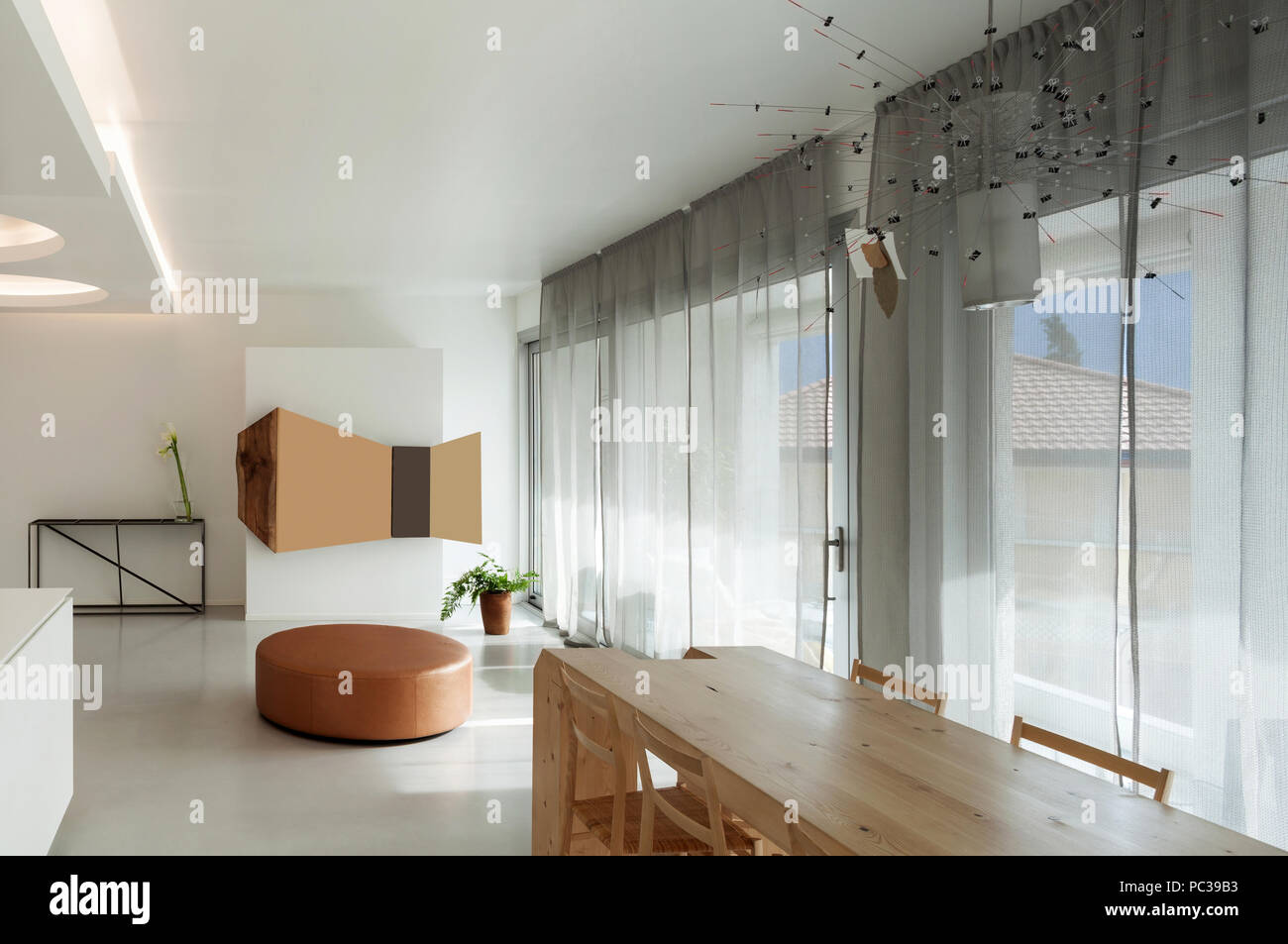Image showcasing Luxury apartment, comfortable dining room with modern furniture Stock ...