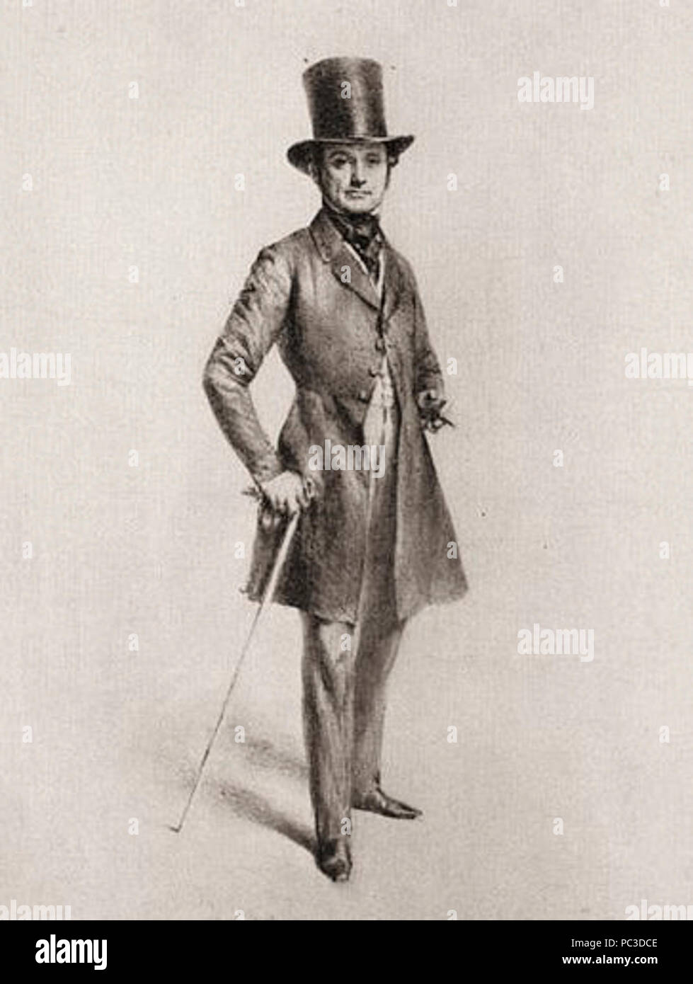 Adolf Menzel Bleistift (1841) Der Maler Eduard Magnus. Stock Photo