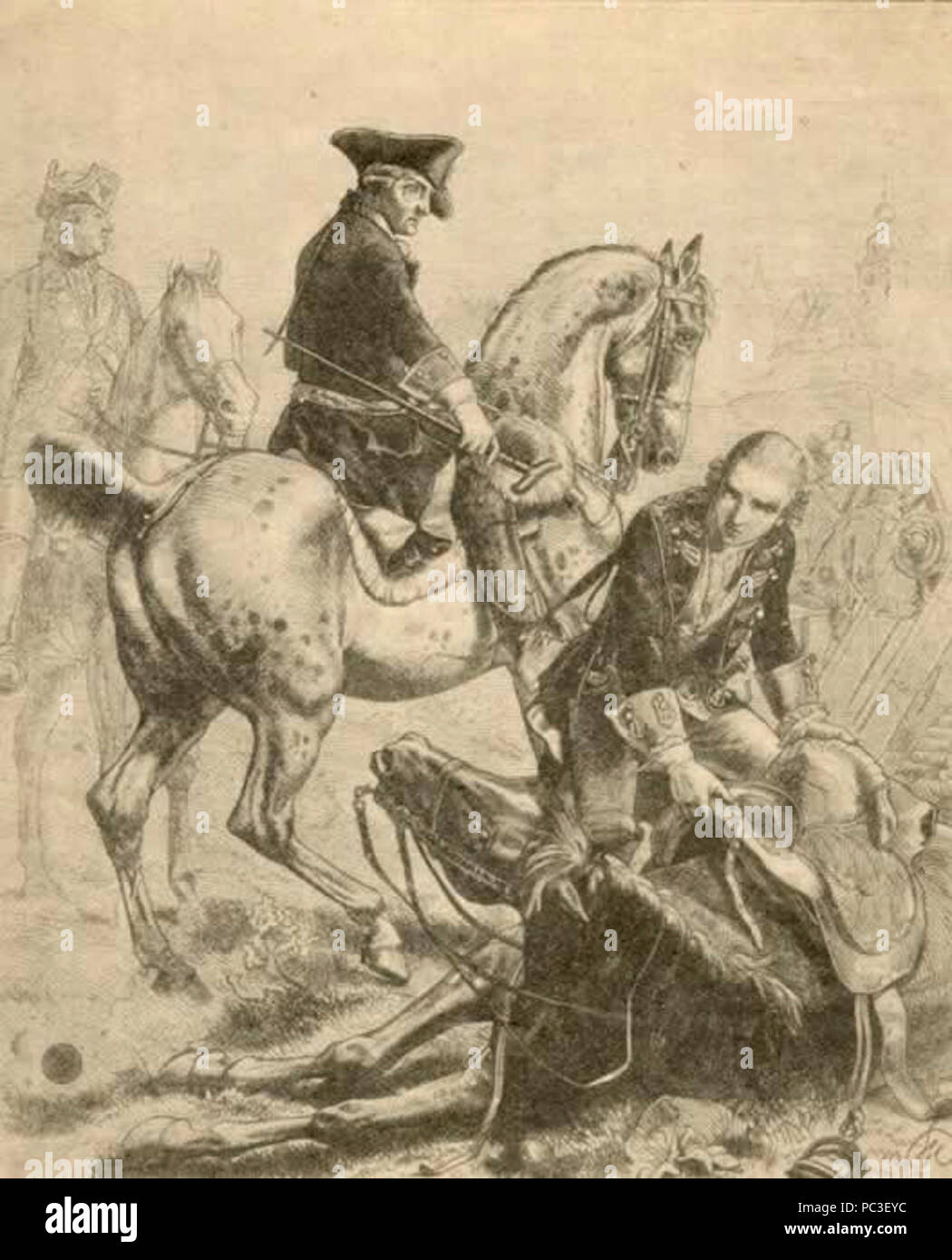 Adolph von Menzel - Friedrich II during the Seven Years' War. Stock Photo