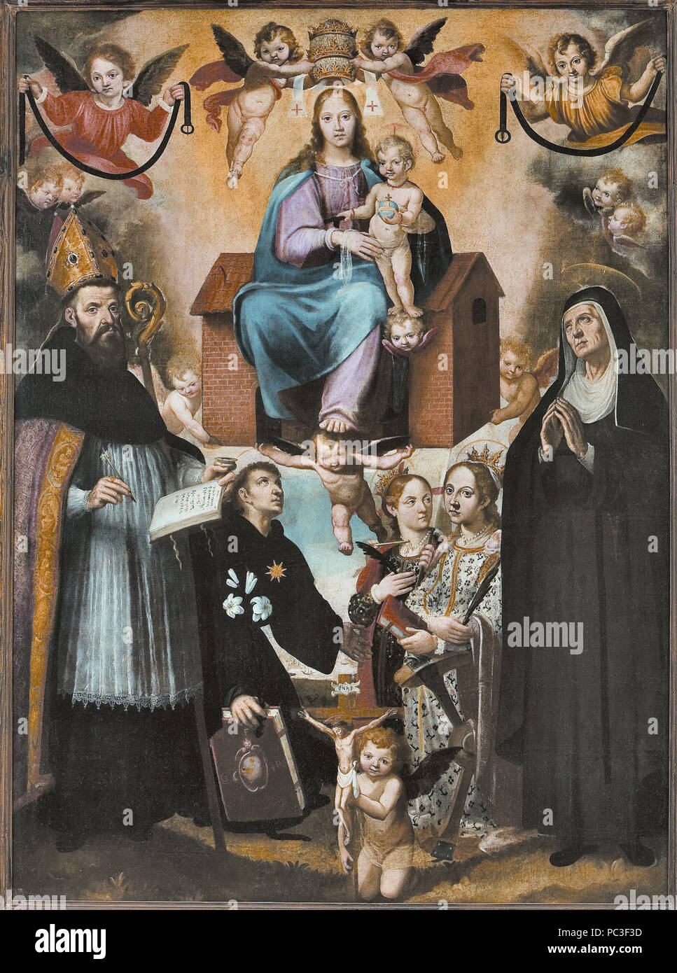 49 Anonimo pittore senese XVII secolo, Madonna e santi, Certaldo, museo arte sacra Stock Photo