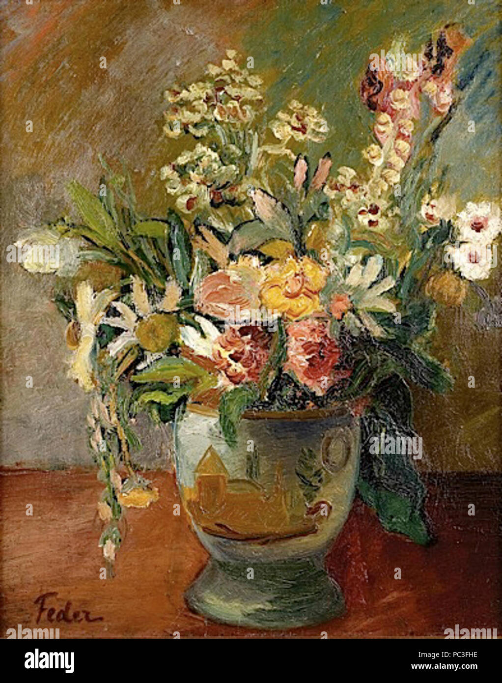 Adolphe Feder - Petit vase de fleurs. Stock Photo
