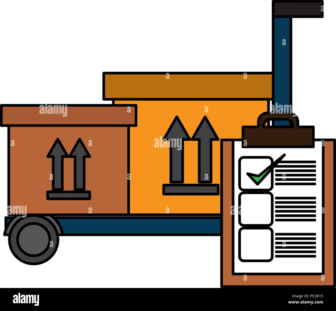 cart with delivery boxes and checklist Stock Vector