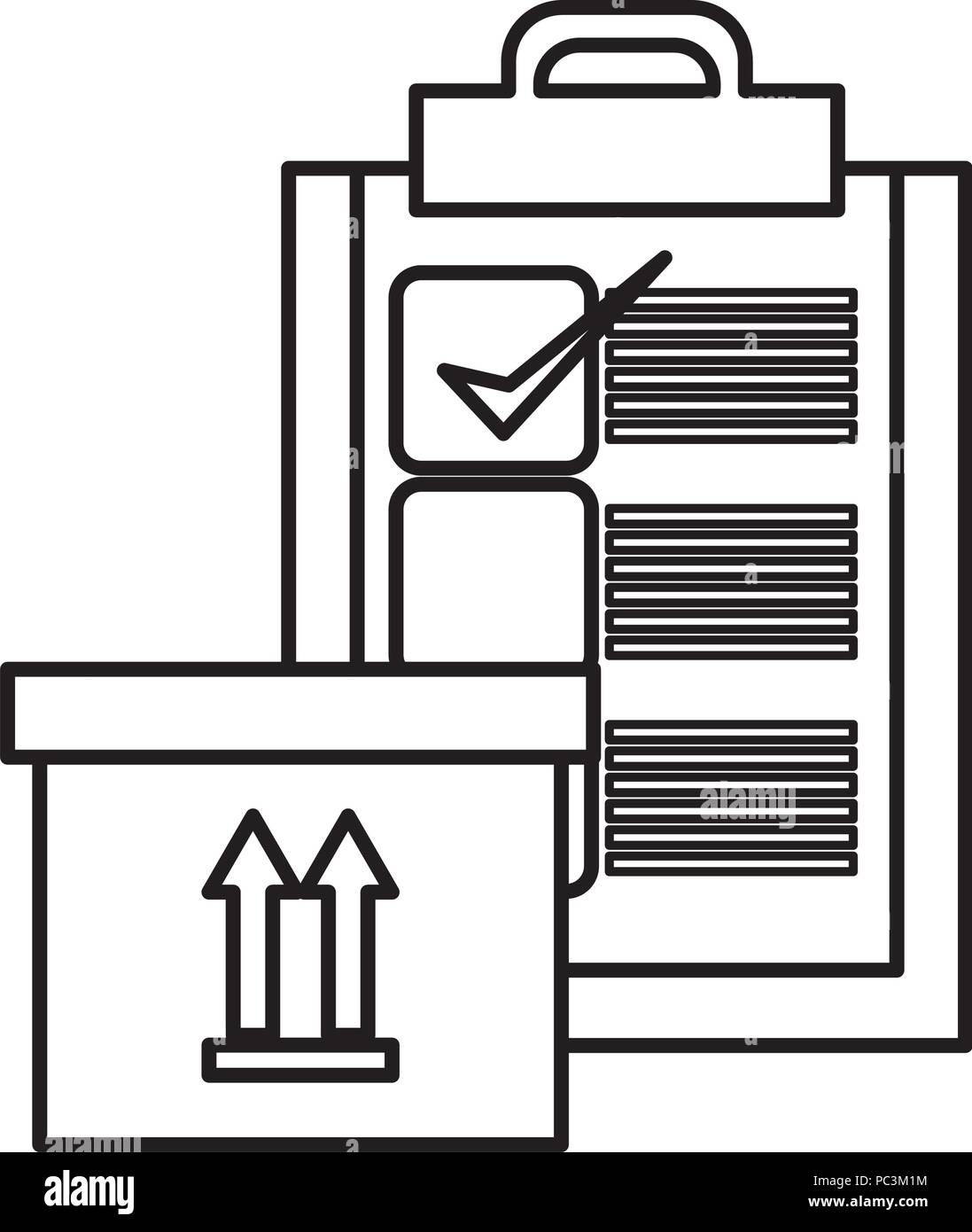 delivery carton packing with checklist Stock Vector