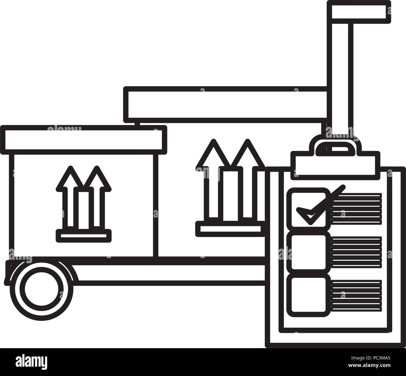cart with delivery boxes and checklist Stock Vector