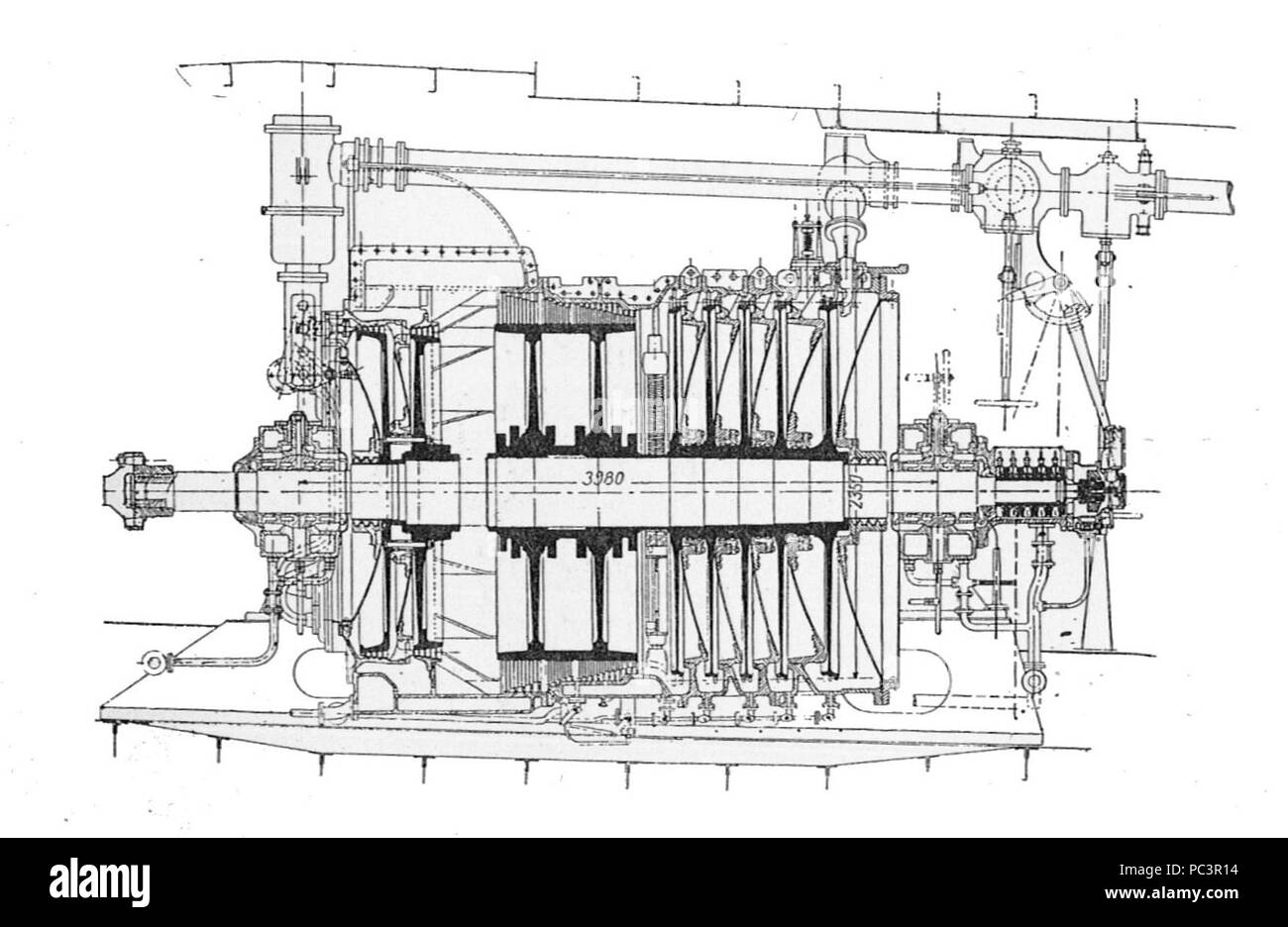 AEG marine steam turbine (Rankin Kennedy, Modern Engines, Vol VI). Stock Photo