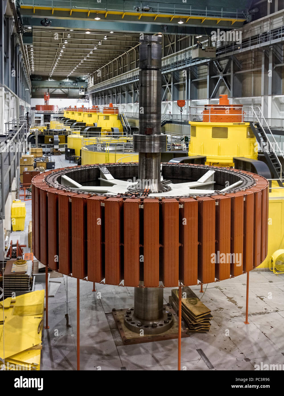 Exposed Hydroelectric Generator Rotor - Glen Canyon Dam, Page, Arizona Stock Photo