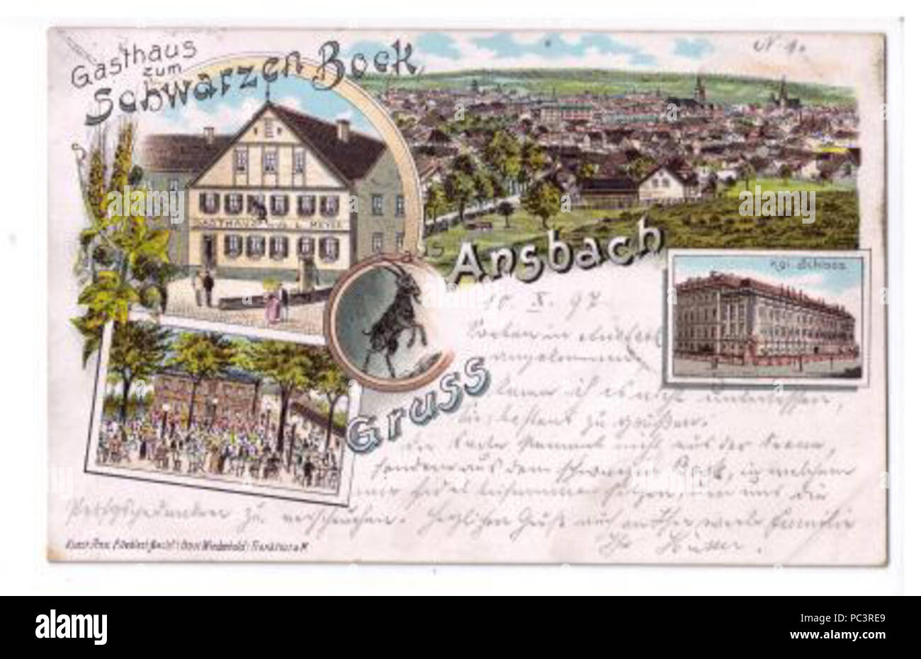 499 Postkarte Bock alte Fassade Stock Photo