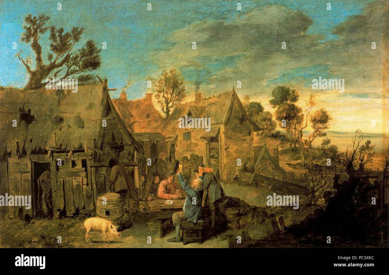 Adriaen Brouwer Village Scene with Men drinking Stock Photo Alamy