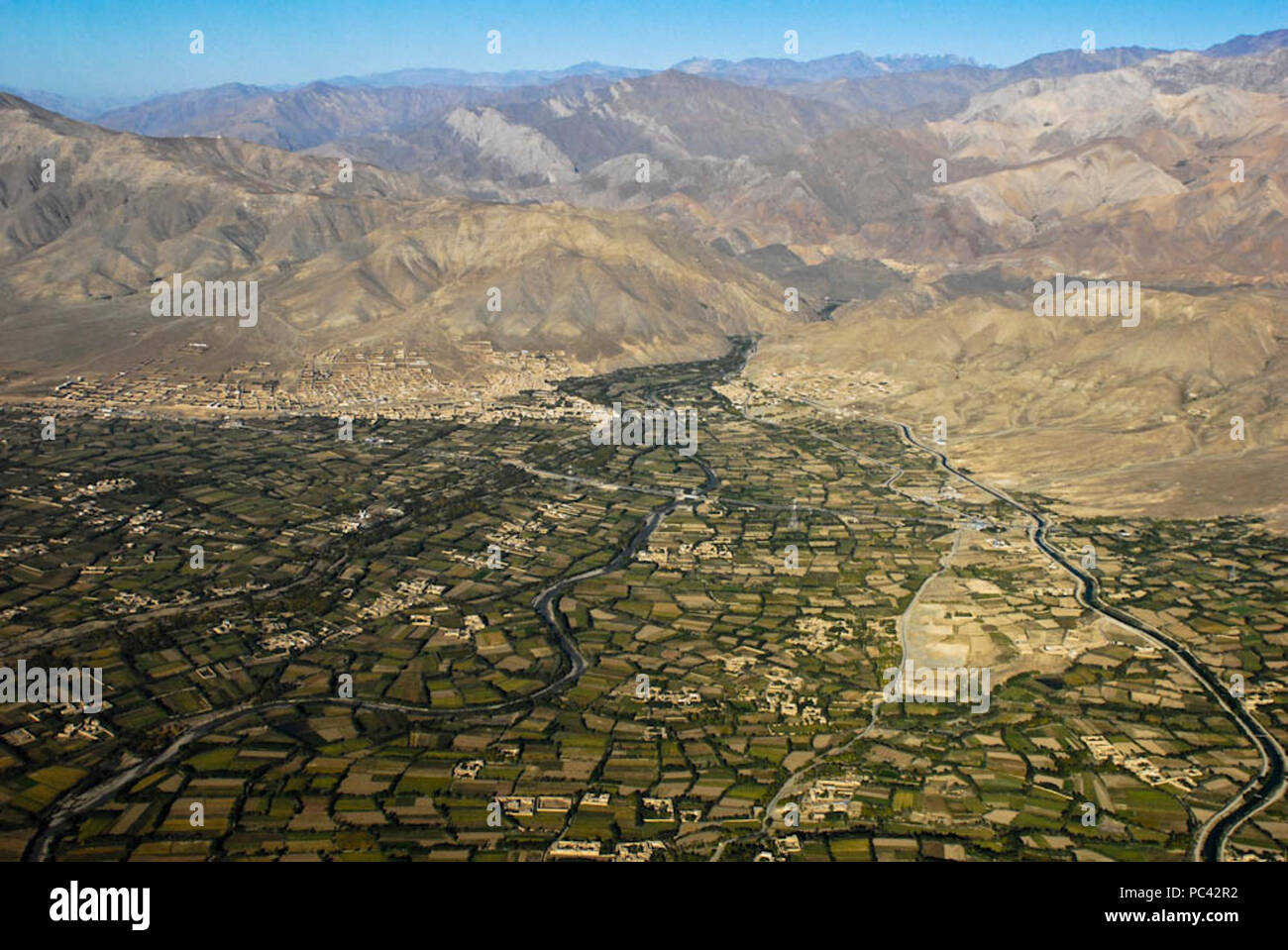 Aerial view of Charikar in Parwan Province near Panjshir Stock Photo ...