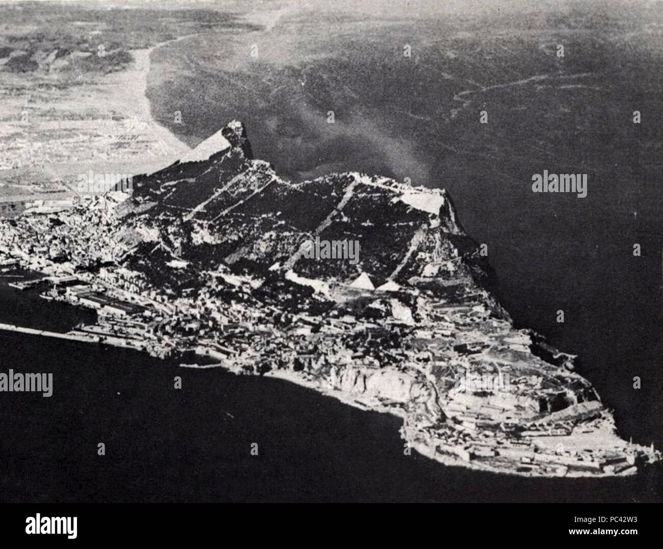 Aerial view of Gibraltar on 27 June 1958. Stock Photo