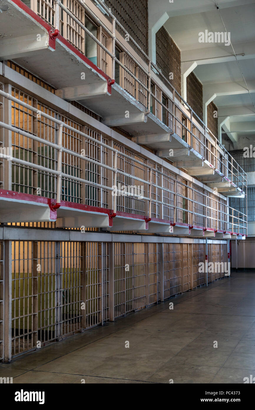 Prison Block, Alcatraz Island, San Francisco, California, United States of America, Saturday, June 02, 2018. Stock Photo