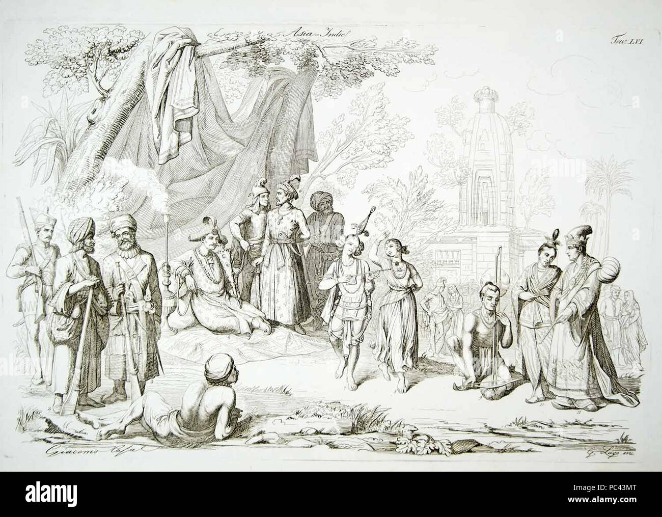 566 Soldiers in the British Indian Army, a Captain of the Guards in Delhi, an Indian Raja, Burmese nobles, Afghanis, and Indian dancers and musicians Stock Photo