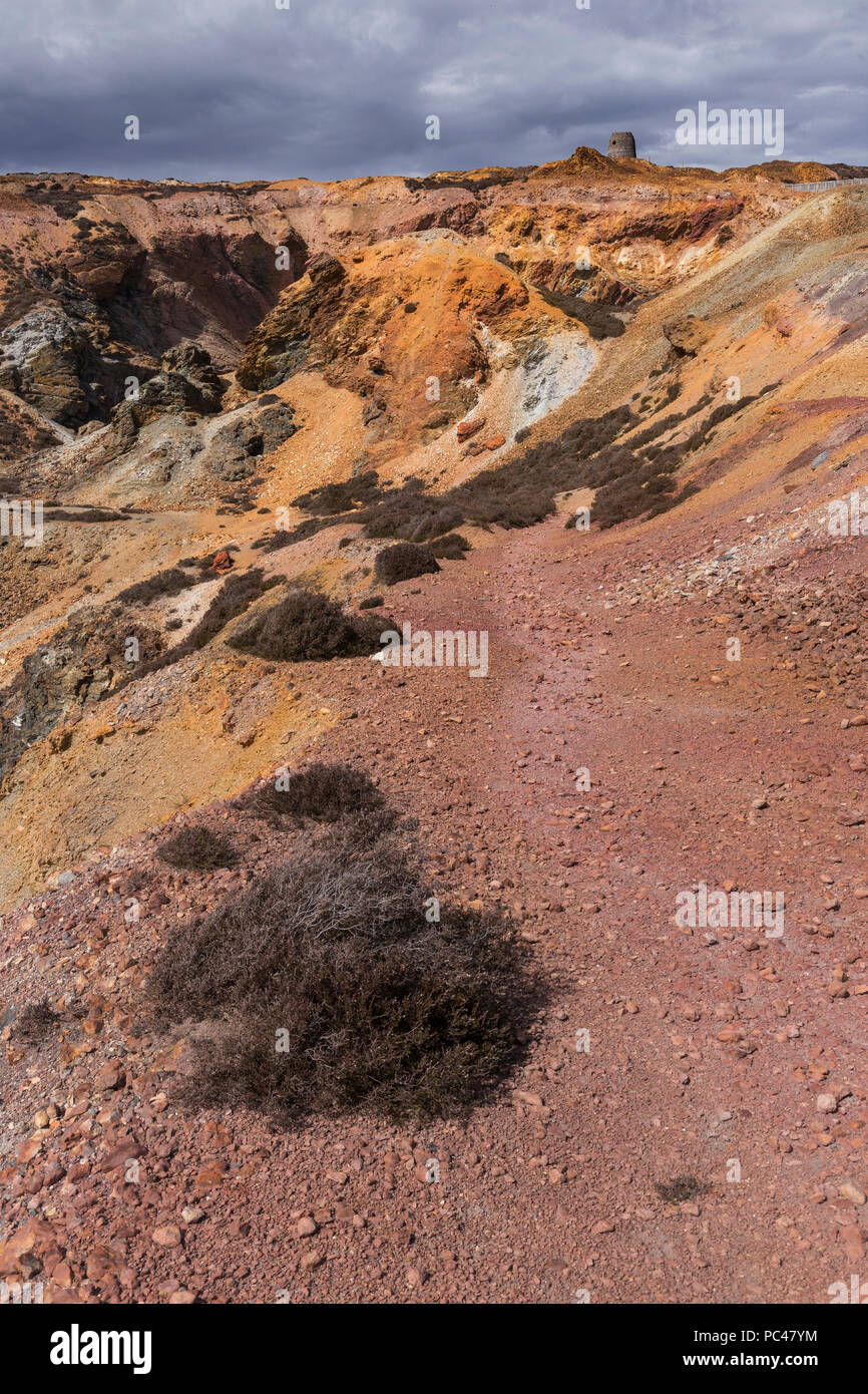 Abandoned open cast mine, Parys Mountain, Anglesey, North Wales Stock Photo