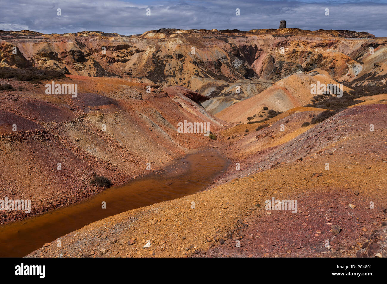 Abandoned open cast mine, Parys Mountain, Anglesey, North Wales Stock Photo