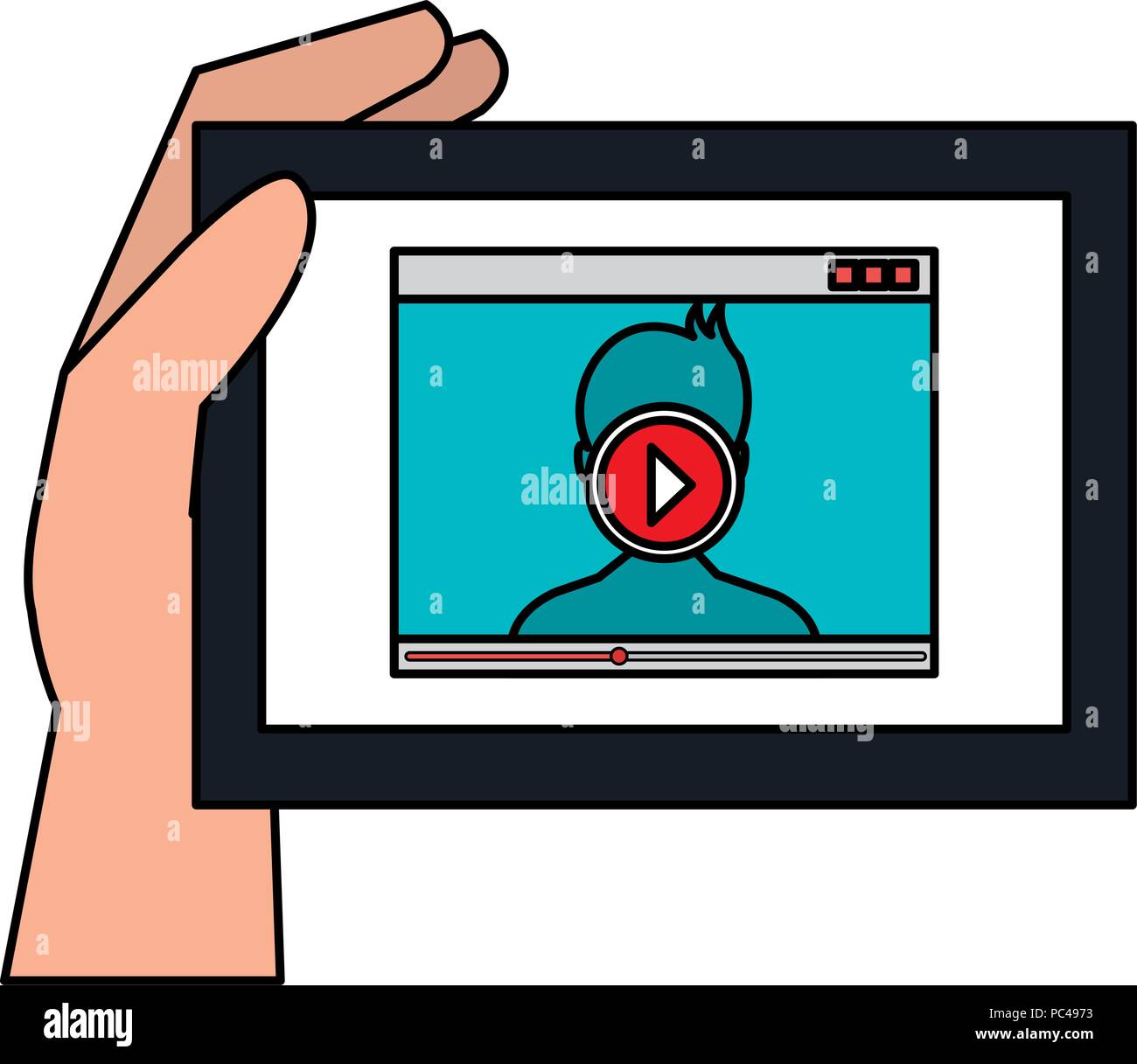 hand using tablet with media player Stock Vector Image & Art - Alamy