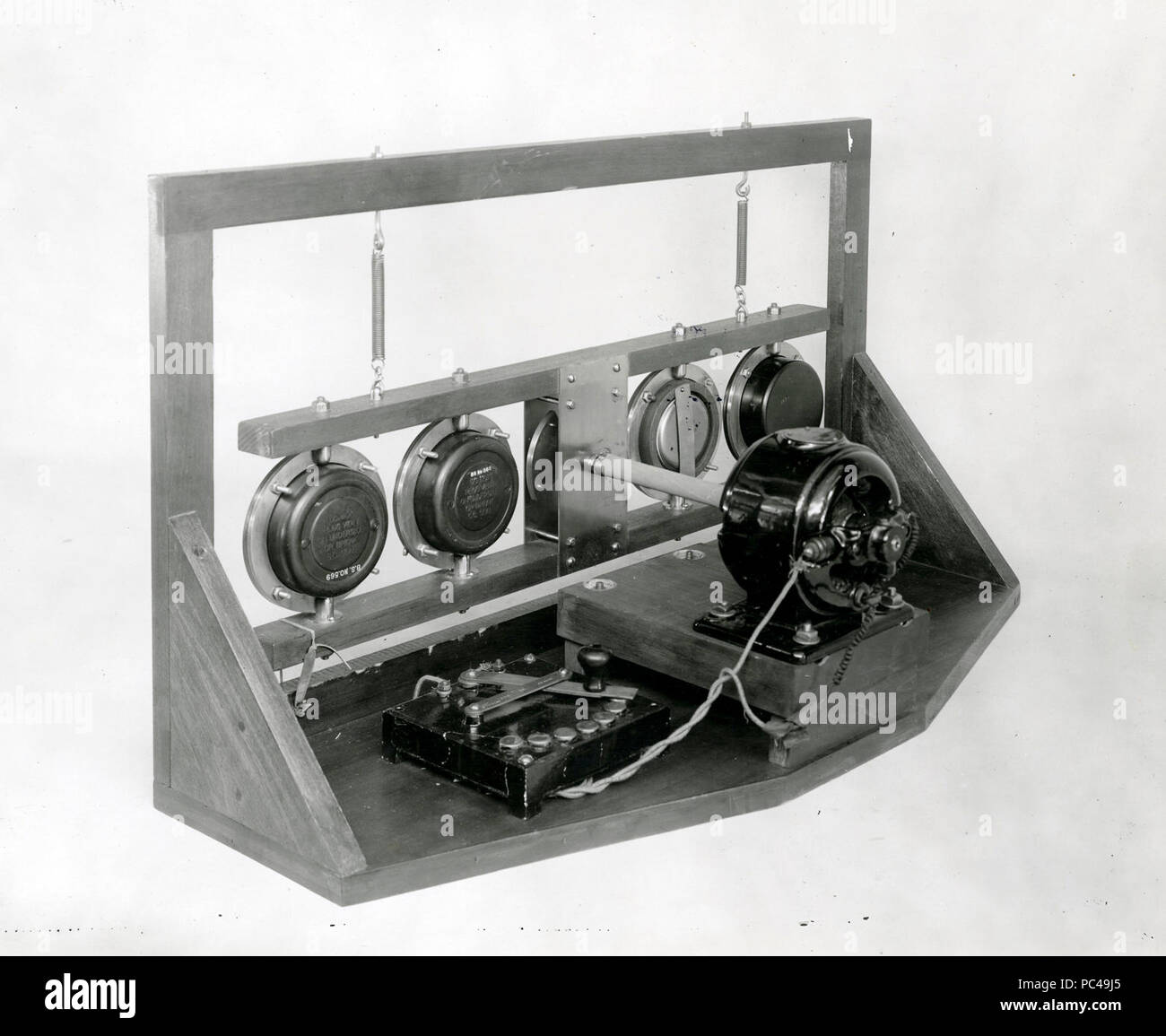 Aeronautical instrument to measure altitude, rear view (unidentified ...