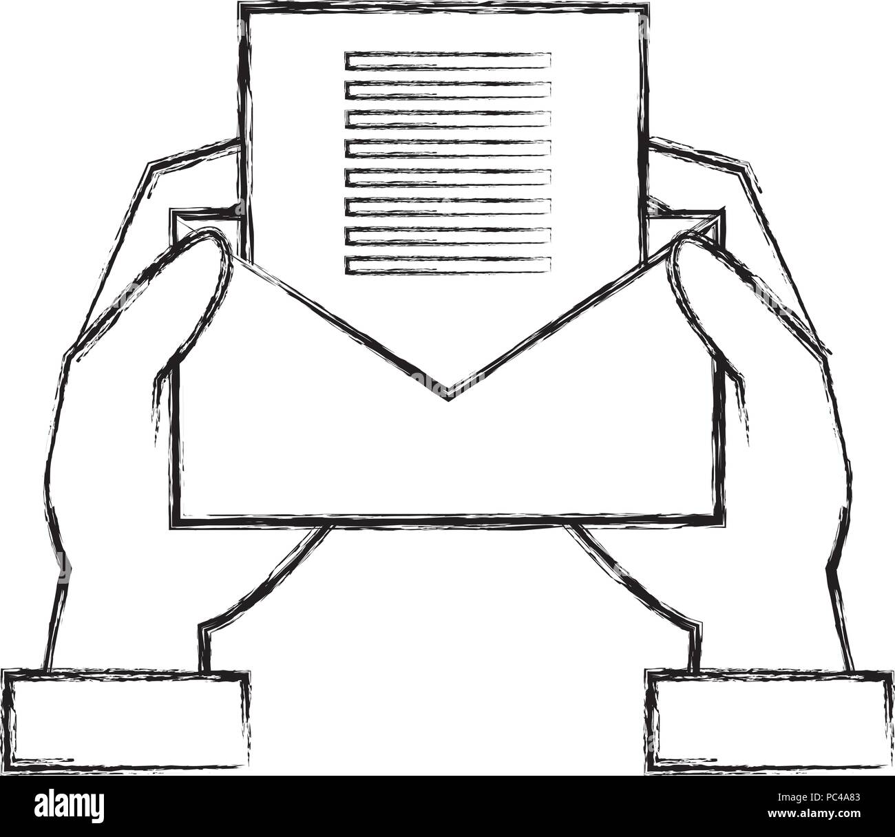 hands with envelope mail Stock Vector