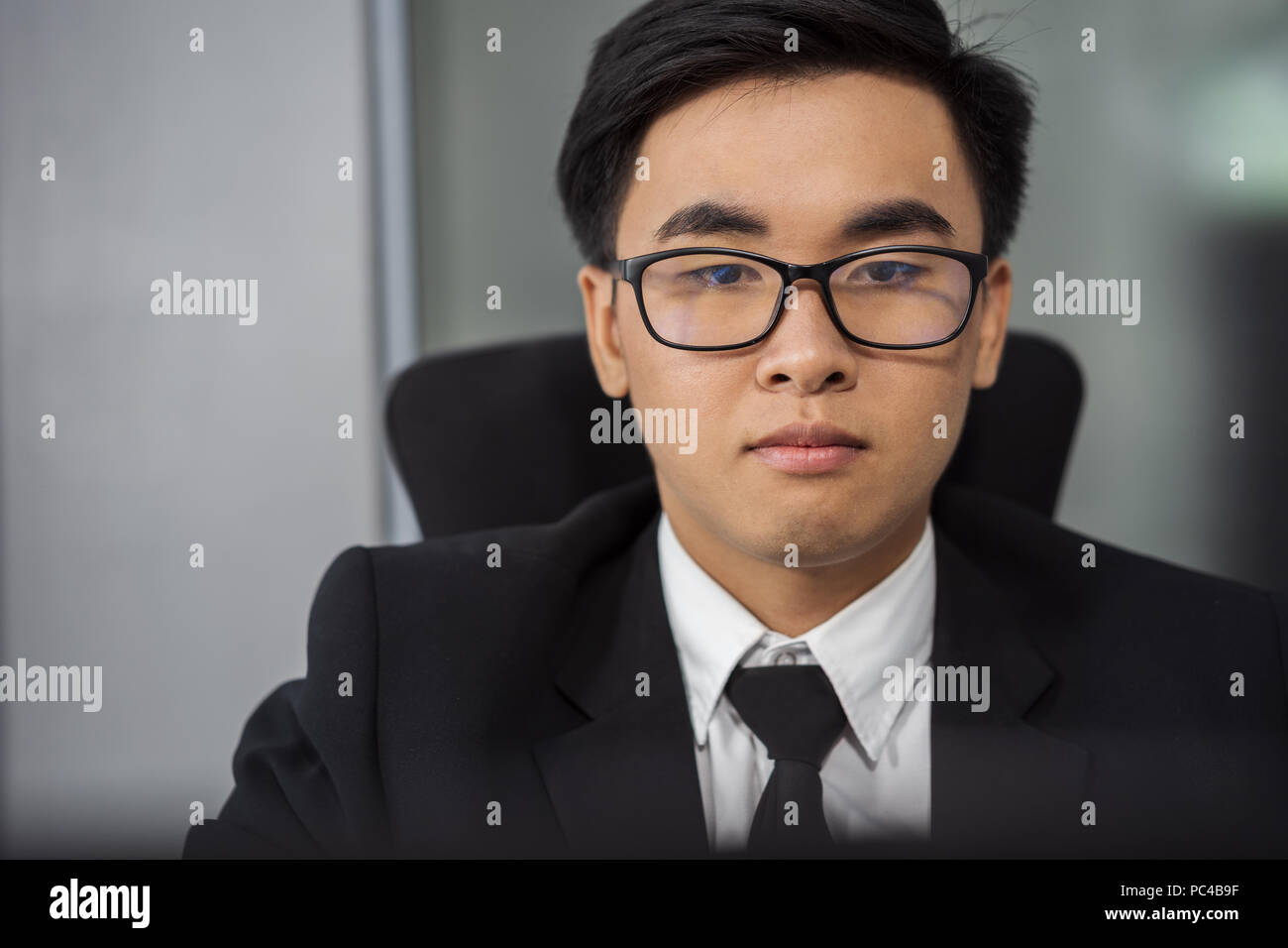 young business man using laptop computer Stock Photo