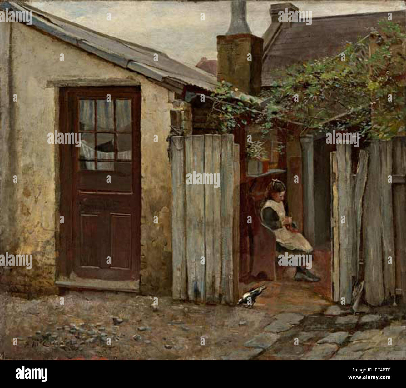 36 Frederick McCubbin - Girl with a bird at the King Street bakery - 1886 Stock Photo