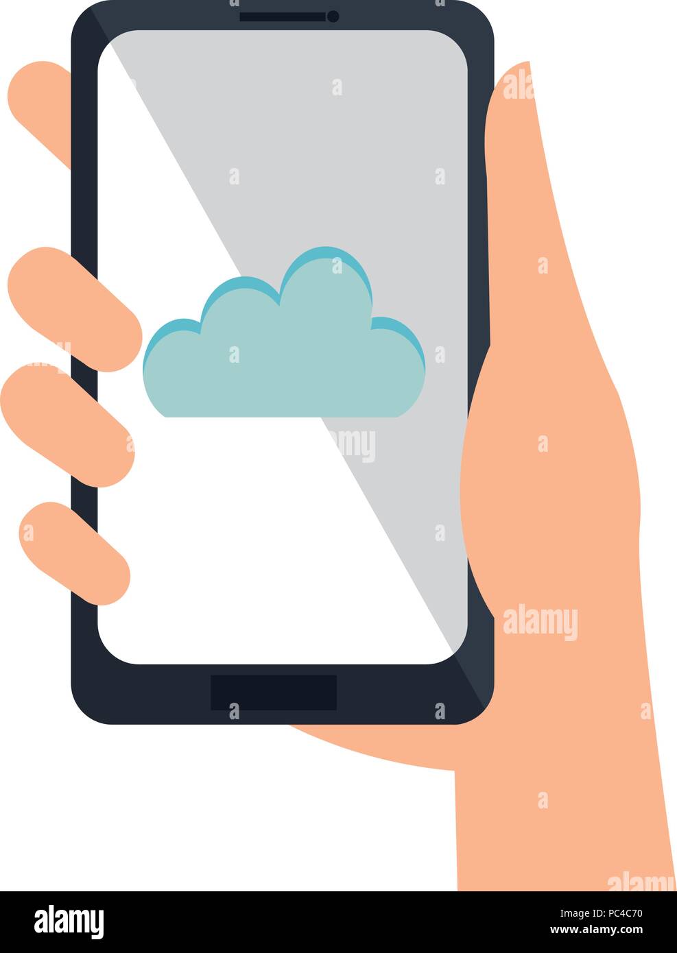 hand using smartphone with cloud computing Stock Vector Image & Art - Alamy