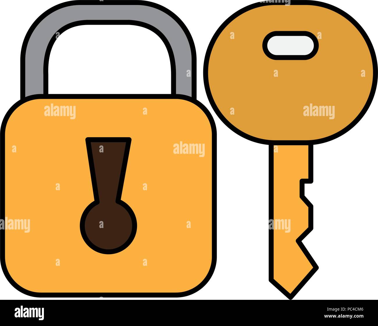 safe secure padlock with key Stock Vector Image & Art - Alamy