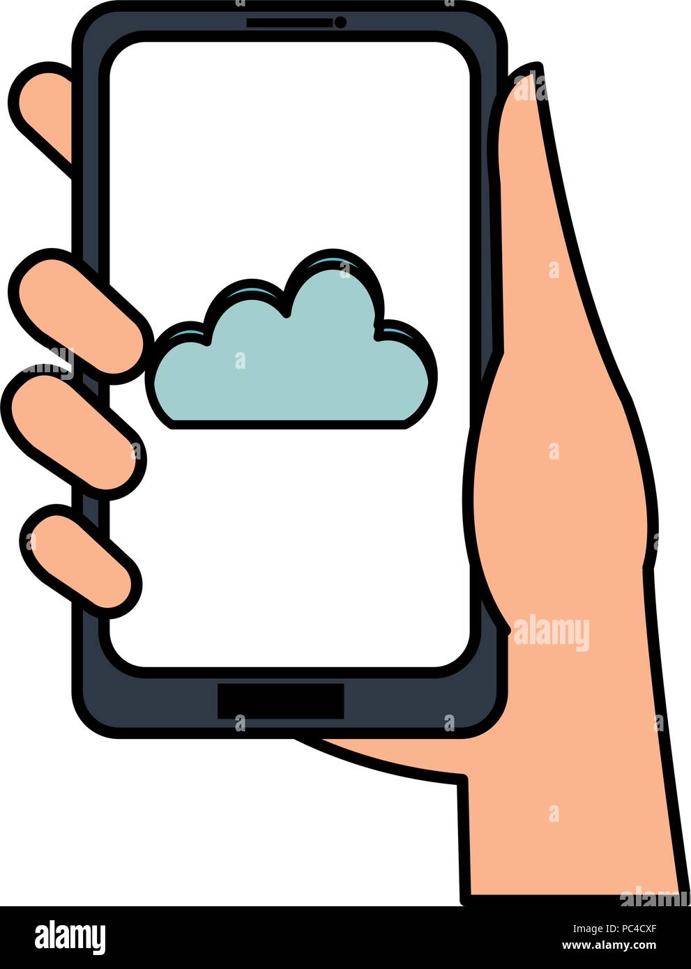 hand using smartphone with cloud computing Stock Vector Image & Art - Alamy