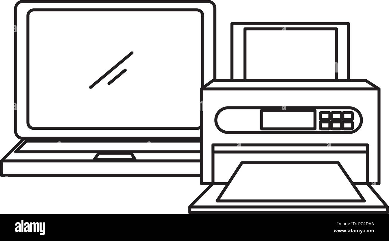 laptop computer with printer Stock Vector Image & Art - Alamy