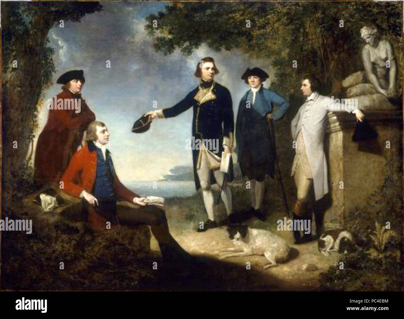 64 Mortimer - Captain James Cook, Sir Joseph Banks, Lord Sandwich, Dr Daniel Solander and Dr John Hawkesworth Stock Photo