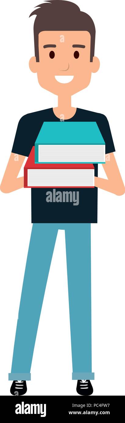 young student with text books school Stock Vector Image & Art - Alamy