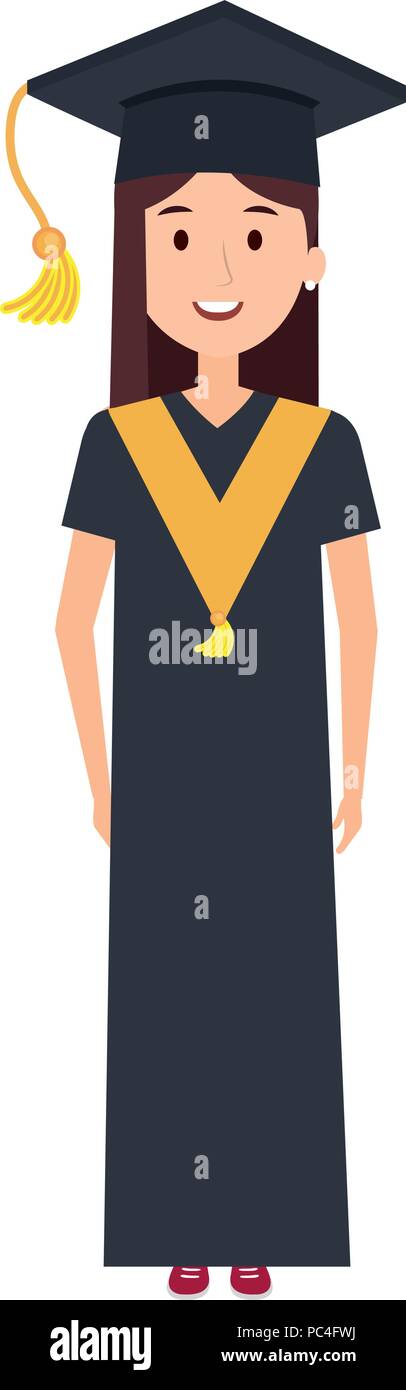 woman student graduation with uniform Stock Vector Image & Art - Alamy