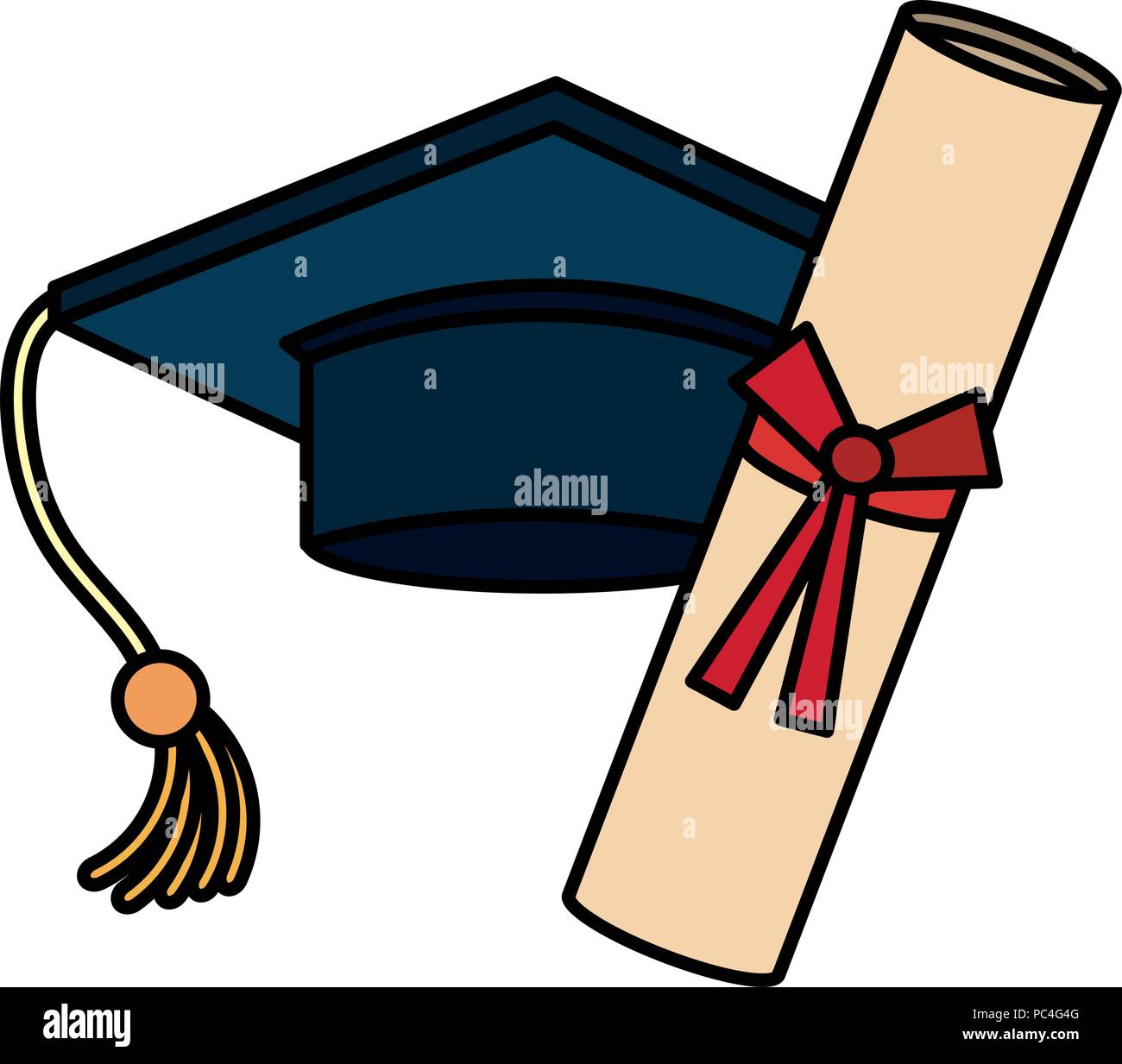 graduation hat with diploma Stock Vector Image & Art - Alamy
