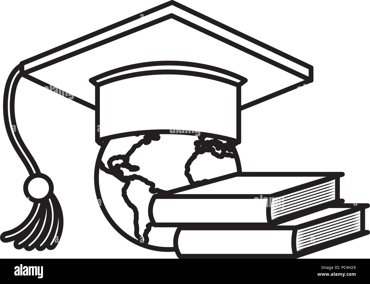 graduation hat with books and earth planet Stock Vector Image & Art - Alamy