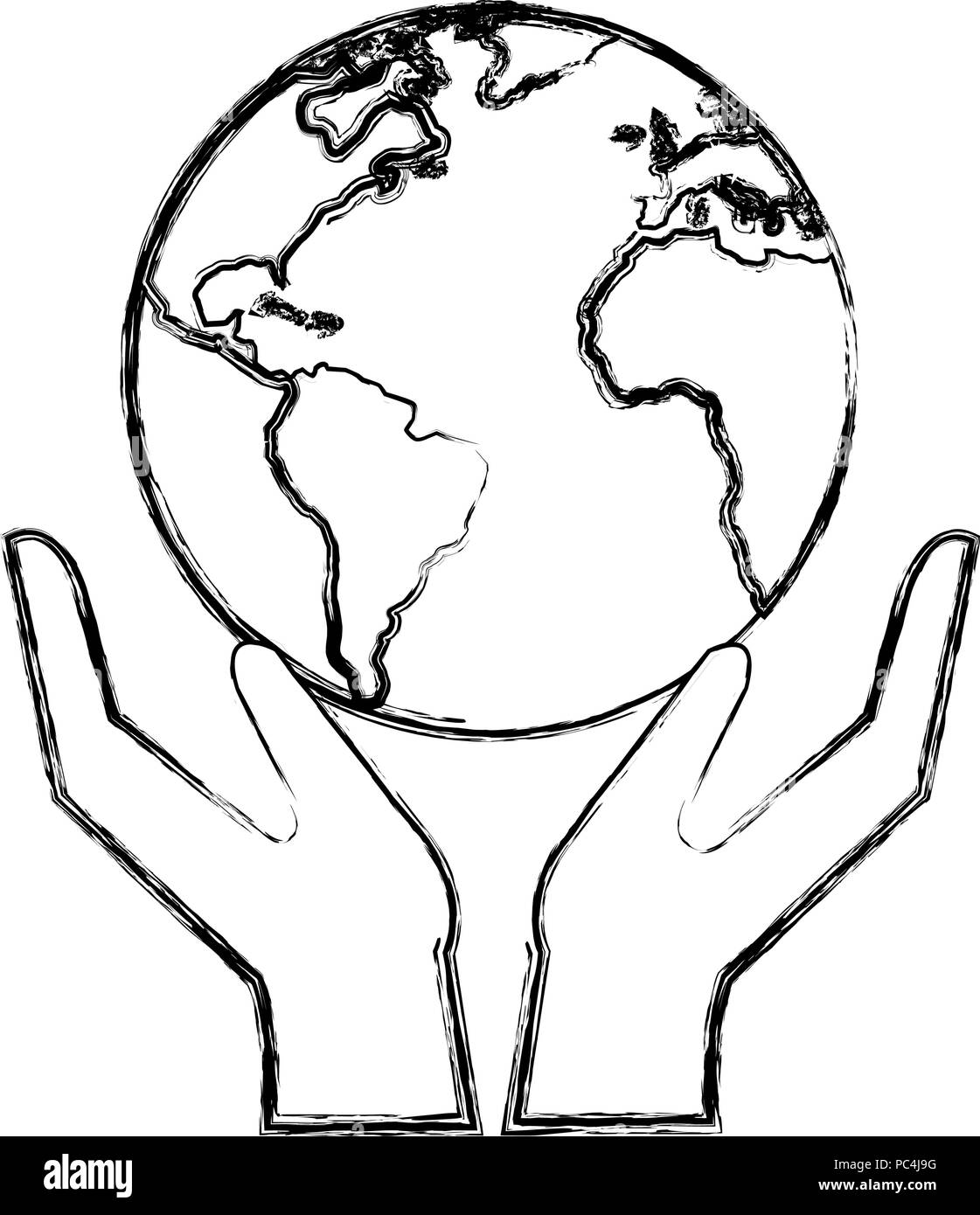 World In Hands Sketch