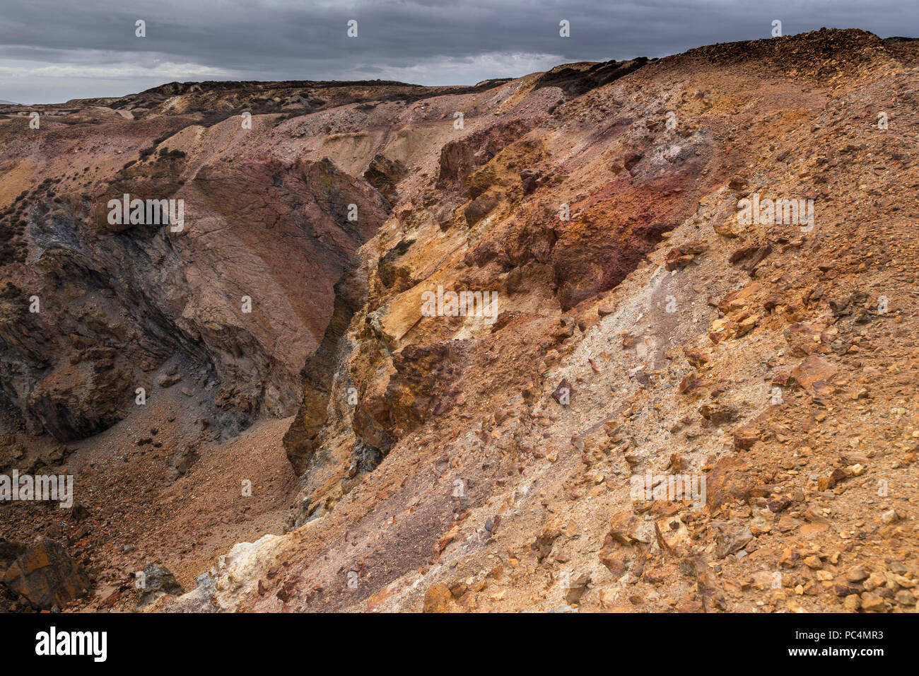 Abandoned open cast mine, Parys Mountain, Anglesey, North Wales Stock Photo